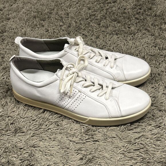 Ecco Collin 2.0 Shoes Mens 12 EU 46 Sneaker Casual White Leather Low Top Walking - Picture 1 of 9